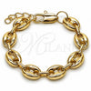 Pulsera Elegante 04.213.0345.07 Oro Laminado, Diseño de Puff Mariner, Pulido, Tono Dorado (Grosor 11.5 MM, 8 Pulgadas de Largo)
