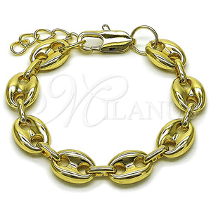 Pulsera Elegante 04.213.0345.07 Oro Laminado, Diseño de Puff Mariner, Pulido, Tono Dorado (Grosor 11.5 MM, 7 Pulgadas de Largo)