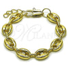 Pulsera Elegante 04.213.0345.07 Oro Laminado, Diseño de Puff Mariner, Pulido, Tono Dorado (Grosor 11.5 MM, 7 Pulgadas de Largo)