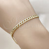 Pulsera Básica 04.213.0344.07 Oro Laminado, Diseño de Cubana Concava, Pulido, Tono Dorado (Grosor 04.7 MM, 8 Pulgadas de Largo)
