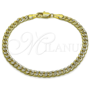 Pulsera Básica 04.213.0344.07 Oro Laminado, Diseño de Cubana Concava, Pulido, Tono Dorado (Grosor 04.7 MM, 8 Pulgadas de Largo)