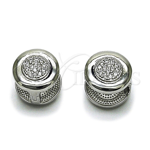 Argolla Huggie 02.213.0633.1.14 Rodio Laminado, con Micro Pave Blanca, Pulido, Rodinado