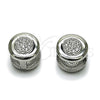 Argolla Huggie 02.213.0633.1.14 Rodio Laminado, con Micro Pave Blanca, Pulido, Rodinado
