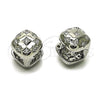 Argolla Huggie 02.213.0926.16 Rodio Laminado, con Zirconia Cubica Blanca, Pulido, Rodinado