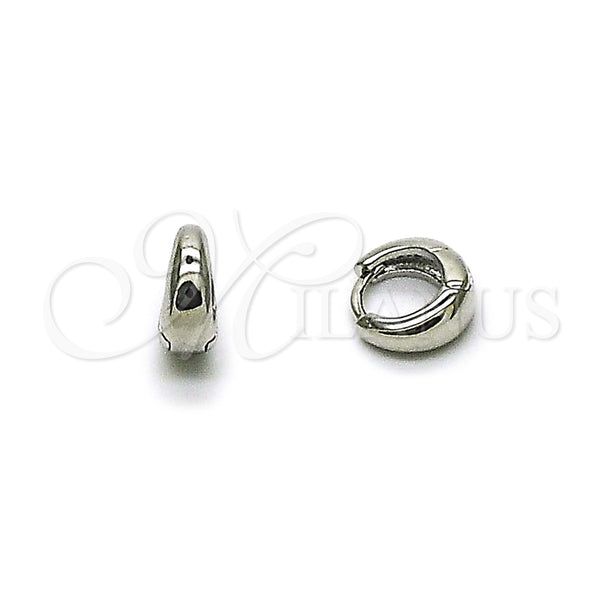 Argolla Huggie 02.213.0706.1.10 Rodio Laminado, Pulido, Rodinado