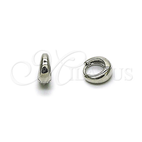 Argolla Huggie 02.213.0706.1.10 Rodio Laminado, Pulido, Rodinado
