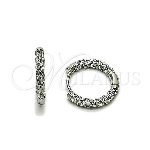 Argolla Huggie 02.213.0929.18 Rodio Laminado, Diseño de Torcido y Rope, Diamantado, Rodinado