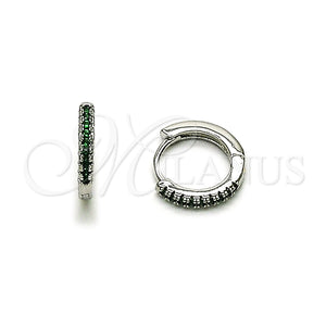 Argolla Huggie 02.213.0796.1.14 Rodio Laminado, con Zirconia Cubica Verde, Pulido, Rodinado
