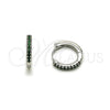 Argolla Huggie 02.213.0796.1.14 Rodio Laminado, con Zirconia Cubica Verde, Pulido, Rodinado