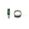 Argolla Huggie 02.213.0934.14 Rodio Laminado, con Zirconia Cubica Verde, Pulido, Rodinado