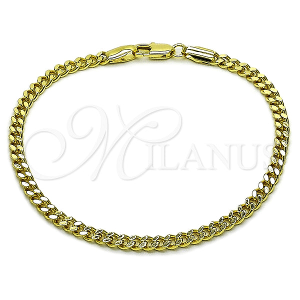 Pulsera Elegante 04.213.0368.07 Oro Laminado, Diseño de Miami Cubana, Pulido, Tono Dorado (Grosor 03.5 MM, 8 Pulgadas de Largo)