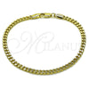 Pulsera Elegante 04.213.0368.07 Oro Laminado, Diseño de Miami Cubana, Pulido, Tono Dorado (Grosor 03.5 MM, 8 Pulgadas de Largo)