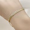 Pulsera Básica 04.213.0365.07 Oro Laminado, Diseño de Cubana Concava, Pulido, Tono Dorado (Grosor 04 MM, 8 Pulgadas de Largo)