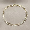 Pulsera Básica 04.213.0365.07 Oro Laminado, Diseño de Cubana Concava, Pulido, Tono Dorado (Grosor 04 MM, 8 Pulgadas de Largo)