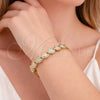 Pulsera Tennis 03.213.0439.07 Oro Laminado, Diseño de Corazón, Diamantado, Tres Tonos (Grosor 08 MM, 7 Pulgadas de Largo)