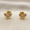 Arete Dormilona 02.456.0002 Oro Laminado, Diseño de Mariposa y Mama, con Zirconia Cubica Blanca, Pulido, Tono Dorado