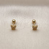 Arete Dormilona 02.456.0005 Oro Laminado, Diseño de Mariposa, con Zirconia Cubica Blanca, Pulido, Tono Dorado