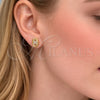 Arete Dormilona 02.456.0010 Oro Laminado, Diseño de Puff Mariner, con Micro Pave Blanca, Pulido, Tono Dorado
