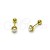 Arete Dormilona 02.456.0013 Oro Laminado, Diseño de Bola, con Perla Marfil, Pulido, Tono Dorado