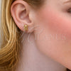 Arete Dormilona 02.456.0015 Oro Laminado, Diseño de Osito, con Zirconia Cubica Blanca, Pulido, Tono Dorado