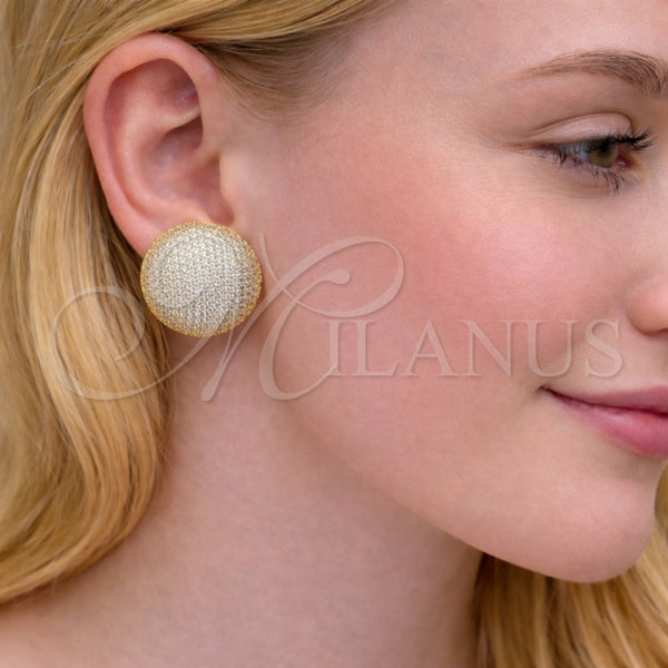 Arete Dormilona 02.457.0001 Oro Laminado, con Zirconia Cubica Blanca, Pulido, Tono Dorado