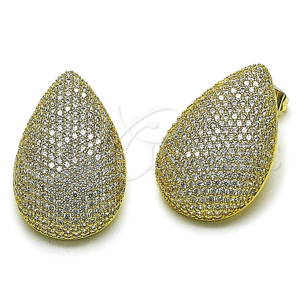 Arete Dormilona 02.457.0003 Oro Laminado, Diseño de Gota, con Zirconia Cubica Blanca, Pulido, Tono Dorado