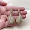 Arete Dormilona 02.457.0006 Oro Laminado, Diseño de Gota, con Zirconia Cubica Blanca, Pulido, Tono Dorado