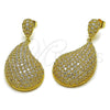 Arete Dormilona 02.457.0006 Oro Laminado, Diseño de Gota, con Zirconia Cubica Blanca, Pulido, Tono Dorado
