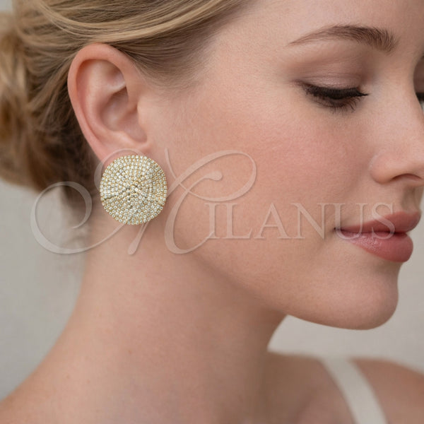 Arete Dormilona 02.457.0007 Oro Laminado, con Zirconia Cubica Blanca, Pulido, Tono Dorado