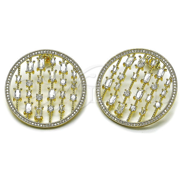 Arete Dormilona 02.457.0009 Oro Laminado, con Zirconia Cubica Blanca y Micro Pave Blanca, Pulido, Tono Dorado
