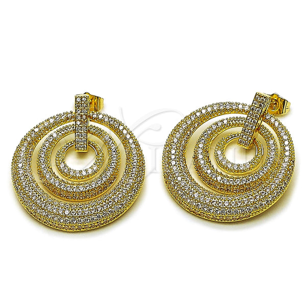 Arete Dormilona 02.457.0014 Oro Laminado, con Zirconia Cubica Blanca, Pulido, Tono Dorado