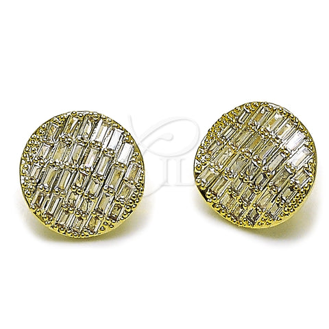 Arete Dormilona 02.457.0015 Oro Laminado, Diseño de Baguette, con Zirconia Cubica Blanca, Pulido, Tono Dorado
