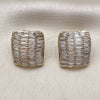 Arete Dormilona 02.457.0016 Oro Laminado, Diseño de Baguette, con Zirconia Cubica Blanca, Pulido, Tono Dorado