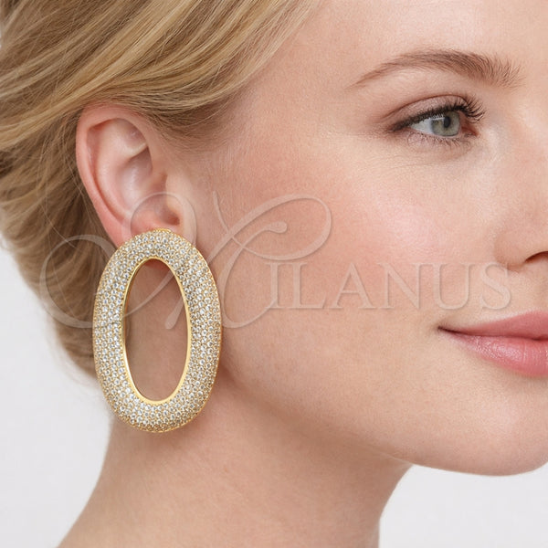 Arete Dormilona 02.457.0019 Oro Laminado, con Zirconia Cubica Blanca, Pulido, Tono Dorado