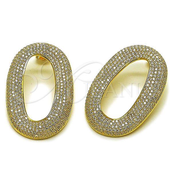 Arete Dormilona 02.457.0019 Oro Laminado, con Zirconia Cubica Blanca, Pulido, Tono Dorado