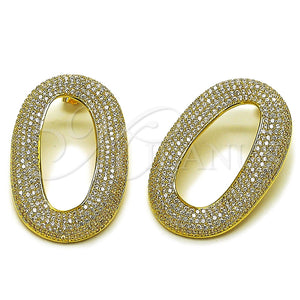Arete Dormilona 02.457.0019 Oro Laminado, con Zirconia Cubica Blanca, Pulido, Tono Dorado