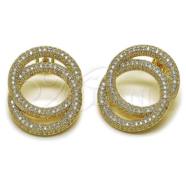 Arete Dormilona 02.457.0020 Oro Laminado, con Zirconia Cubica Blanca, Pulido, Tono Dorado