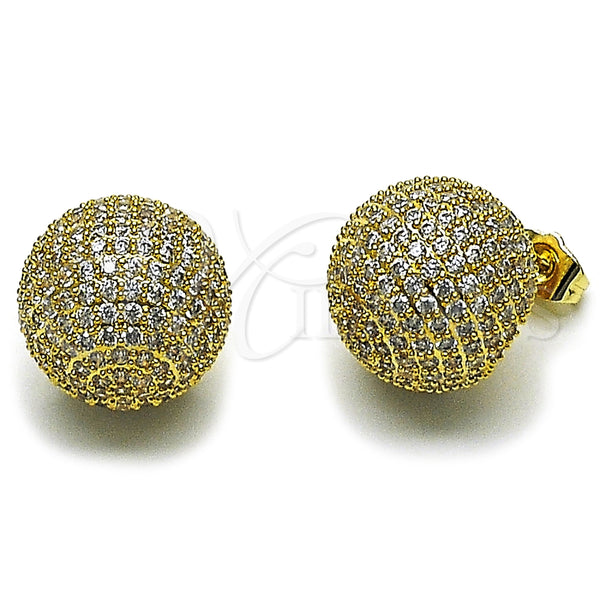 Arete Dormilona 02.457.0021 Oro Laminado, Diseño de Bola, con Zirconia Cubica Blanca, Pulido, Tono Dorado