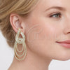 Arete Largo 02.457.0022 Oro Laminado, Diseño de Baguette, con Zirconia Cubica Blanca, Pulido, Tono Dorado
