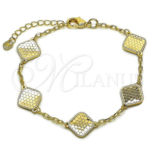 Pulsera Elegante 03.418.0003.07 Oro Laminado, Diseño de Rolo, Diamantado, Tono Dorado (Grosor 11.5 MM, 7 Pulgadas de Largo)