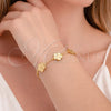 Pulsera Elegante 03.418.0004.07 Oro Laminado, Diseño de Flor y Rolo, Diamantado, Tono Dorado (Grosor 12 MM, 7 Pulgadas de Largo)