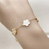 Pulsera Elegante 03.418.0004.07 Oro Laminado, Diseño de Flor y Rolo, Diamantado, Tono Dorado (Grosor 12 MM, 7 Pulgadas de Largo)