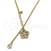 Gargantilla Elegante 04.418.0003.16 Oro Laminado, Diseño de Flor y Bola, Diamantado, Tono Dorado (Grosor 03.8 MM, 16 Pulgadas de Largo)