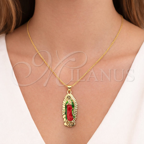 Dije Religioso 05.458.0002 Oro Laminado, Diseño de Guadalupe, Pulido, Tres Tonos