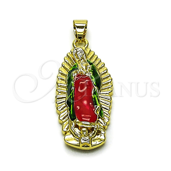 Dije Religioso 05.458.0002 Oro Laminado, Diseño de Guadalupe, Pulido, Tres Tonos