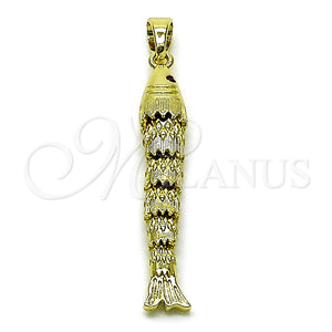 Dije Elegante 05.458.0003 Oro Laminado, Diseño de Pescado, con Zirconia Cubica Rubi, Pulido, Tono Dorado
