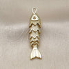 Dije Elegante 05.458.0004 Oro Laminado, Diseño de Pescado, con Zirconia Cubica Rubi, Pulido, Tono Dorado