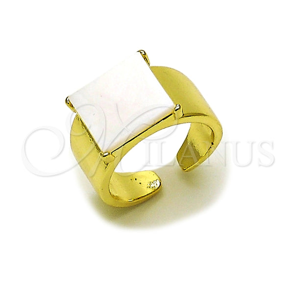 Anillo Multi Piedra 01.381.0002 Oro Laminado, con Madre Perla Marfil, Pulido, Tono Dorado (Talla Unica)