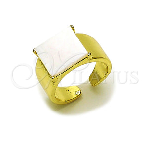 Anillo Multi Piedra 01.381.0002 Oro Laminado, con Madre Perla Marfil, Pulido, Tono Dorado (Talla Unica)