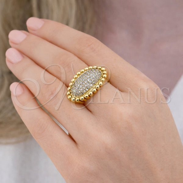 Anillo Multi Piedra 01.381.0003 Oro Laminado, con Zirconia Cubica Blanca, Pulido, Tono Dorado (Talla Unica)